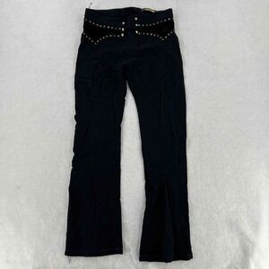 Roberto Cavalli Straight Leg Black Beaded Waist Jeans Women's Pants Size 38